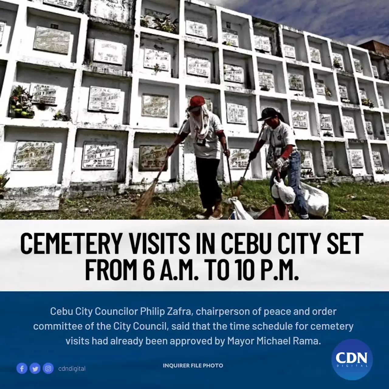 Cemetery visits in Cebu City set at 6 a.m. to 10 p.m. —Zafra