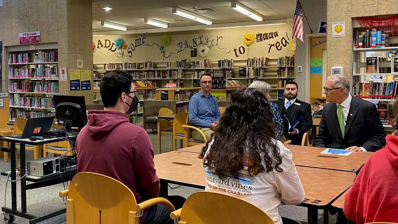 Gov. Jay Inslee visits Meadowdale High School in Edmonds