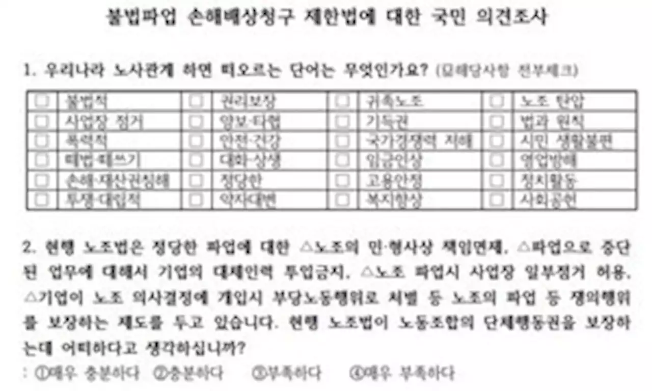 10명 중 7명이 노란봉투법 반대 보도 배경된 여론조사 실체는