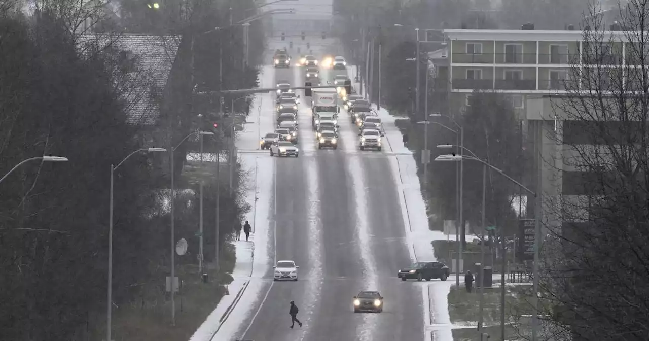 Snowfall makes roads slick in Anchorage and on the Kenai Peninsula