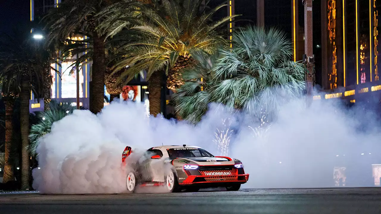 Ken Block Hoons His New Retrofuturistic Electric Audi Through Vegas In 'Electrikhana'