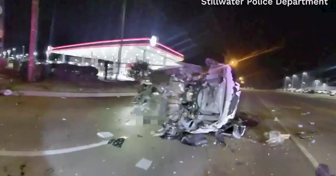 Police bodycam video shows scene of fatal crash in which Oklahoma man was allegedly driving over 150 mph