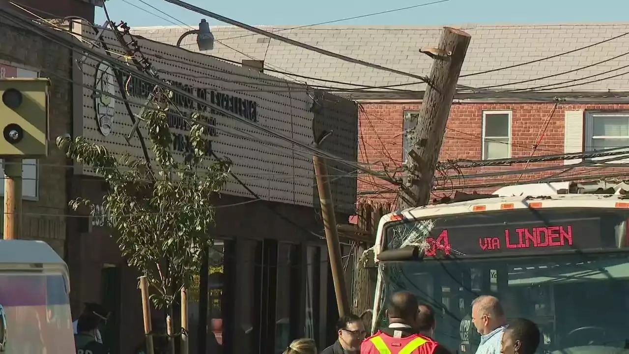 Hijacked MTA bus knocks down utility pole, causing power outage