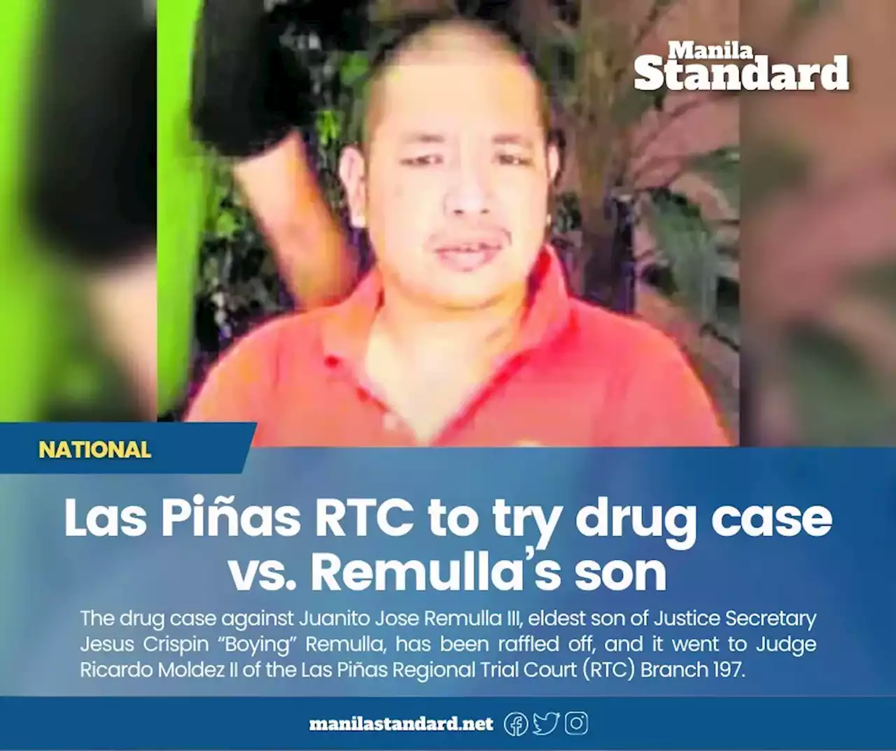 Las Piñas RTC to try drug case vs. Remulla’s son