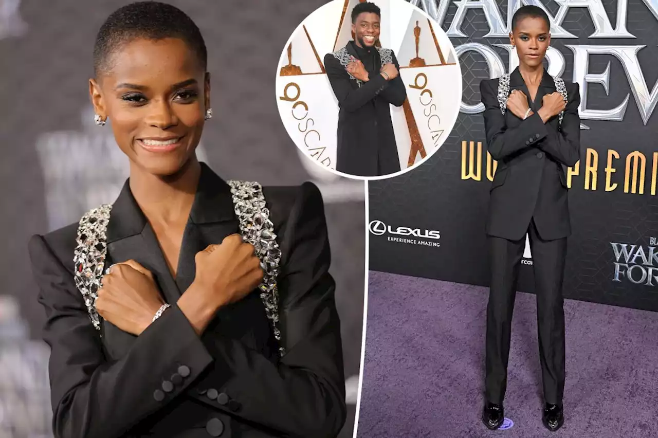 Letitia Wright honors Chadwick Boseman with ‘Wakanda Forever’ premiere look