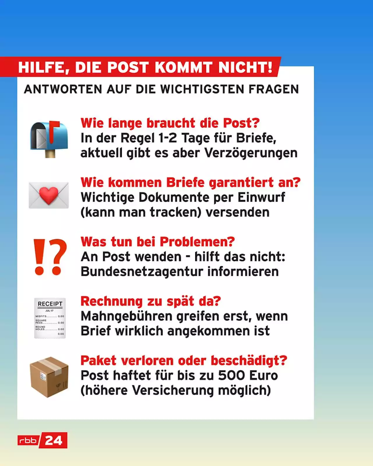 Was tun, wenn die Post nicht oder zu spät kommt?