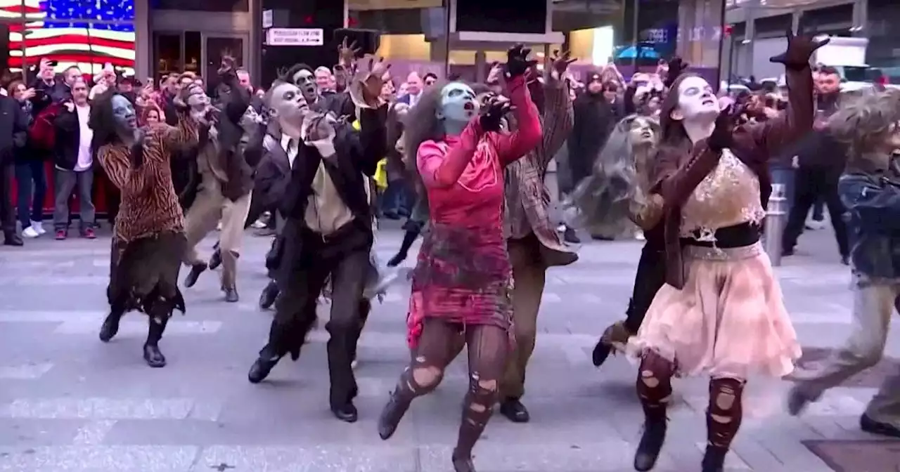 'Thriller' flash mob takes over Times Square for 40th anniversary of Michael Jackson album