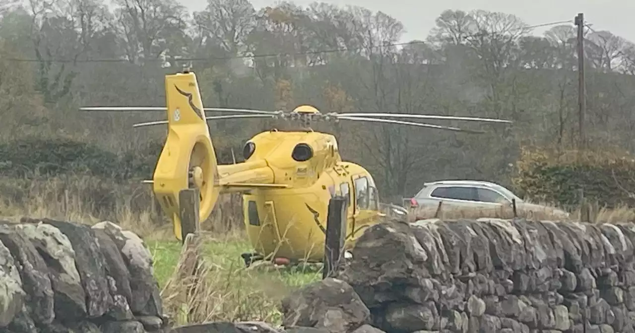 Air ambulance attends 'terrifying' two-motor smash as cops lock down Scots road