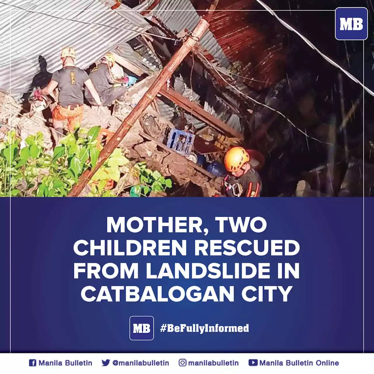 Mother, 2 children rescued from landslide in Catbalogan City