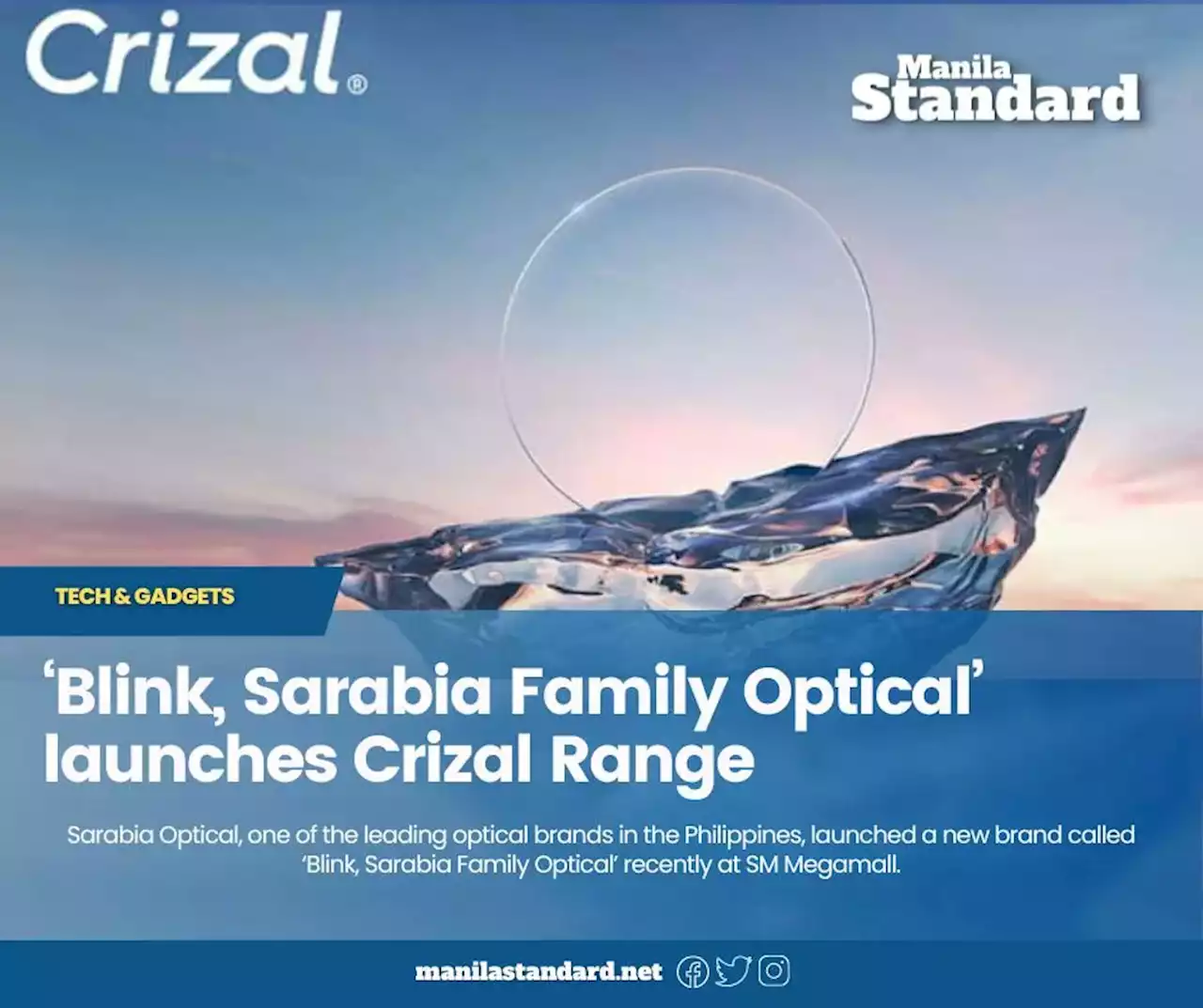 ‘Blink, Sarabia Family Optical’ launches Crizal Range