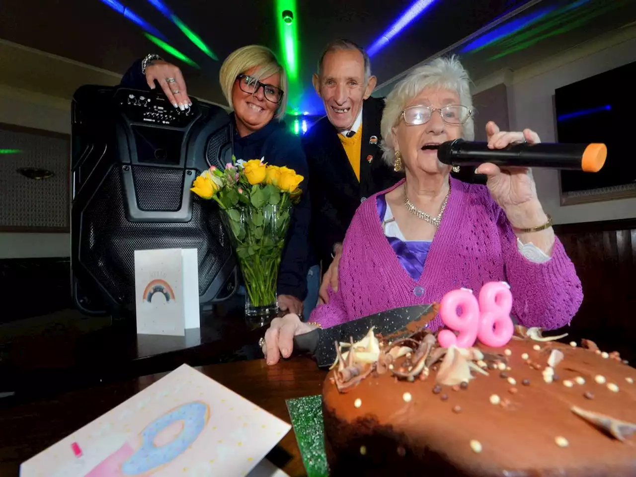 Watch: Shropshire's karaoke queen celebrates 98th birthday in style