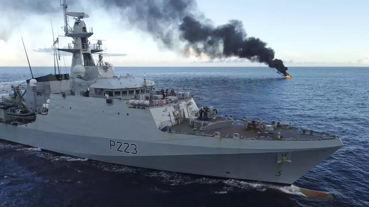 Royal Navy ship torches smugglers' boat carrying £24m of cocaine in Caribbean