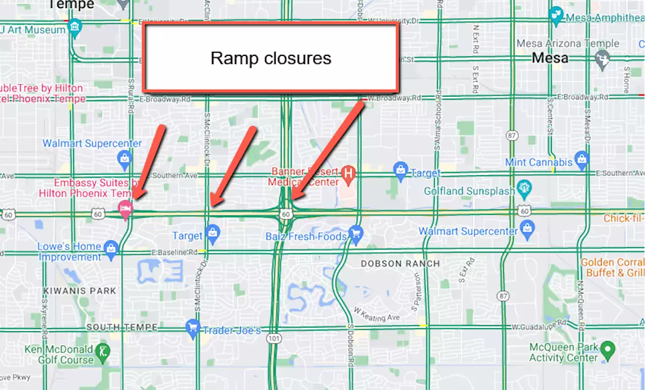 UPDATE: Eastbound US 60 ramp closures planned in Tempe Oct. 3 - 30