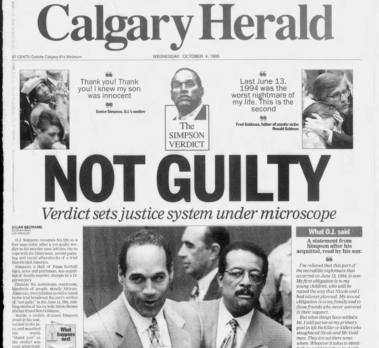 O.J. Simpson found not guilty 27 years ago today