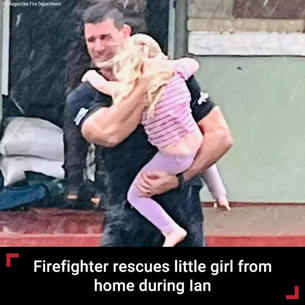 St. Augustine, Florida firefighter rescues little girl during Hurricane Ian flooding