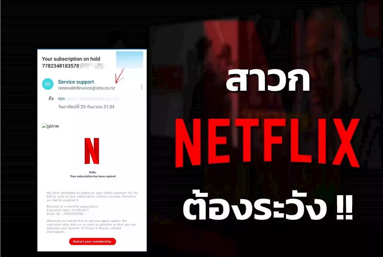 สาวก NETFLIX ระวัง!! อีเมลปลอม แจ้งเตือนชำระค่าบริการ สูญเงินหมดบัญชี