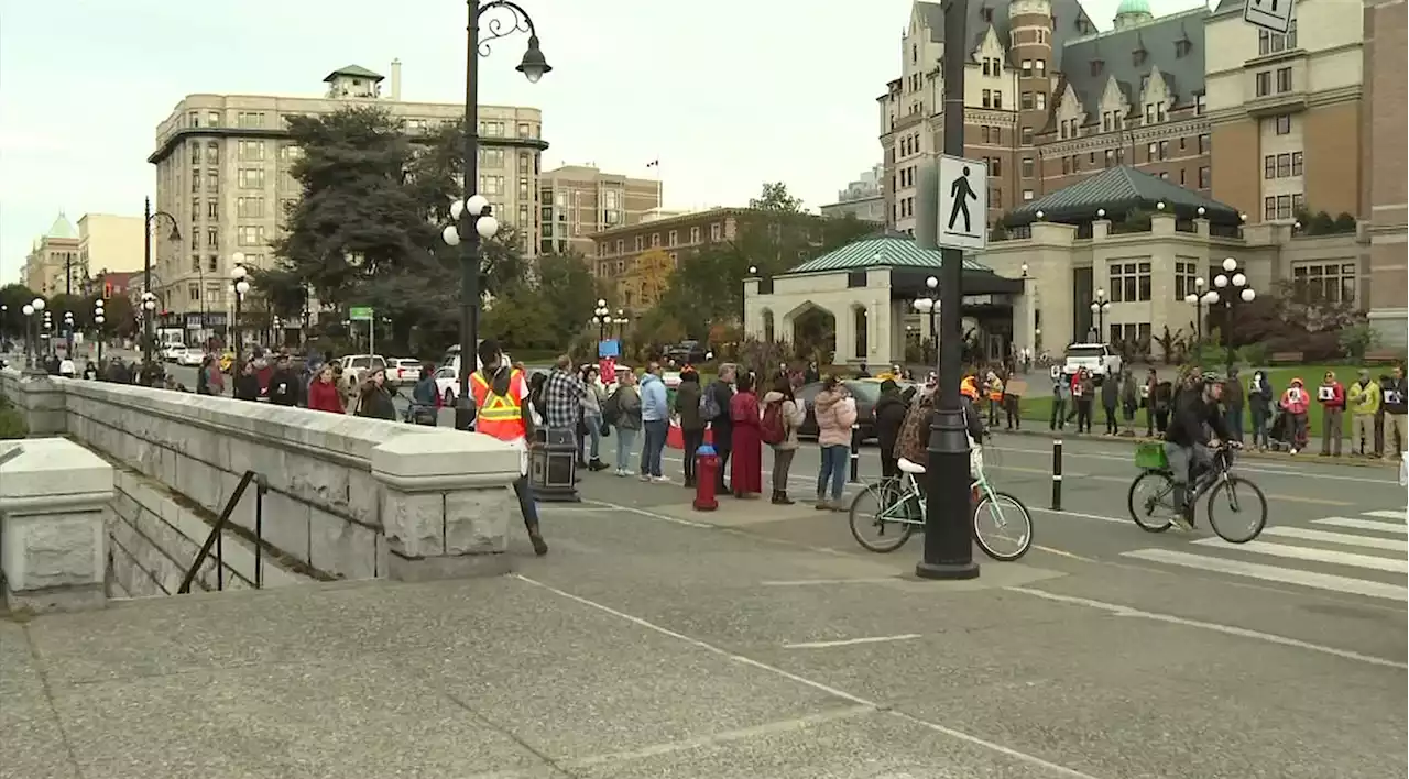 Over 100 people in Victoria form human chain protest against Islamic regime in Iran