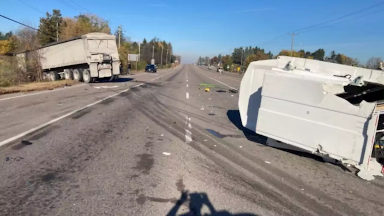 Multi-vehicle collision with transport truck on Highway 6 sends two to hospital