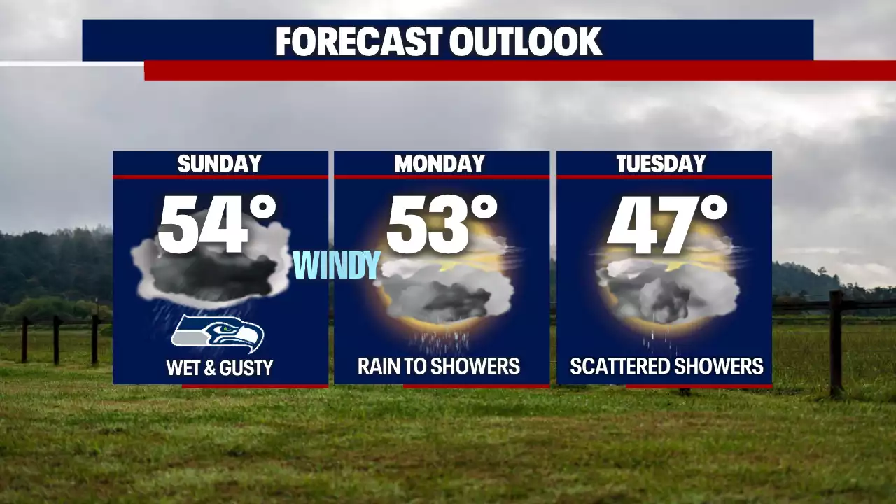 Puget Sound: Seahawks Sunday brings rain & wind with breezy & showery conditions Halloween.