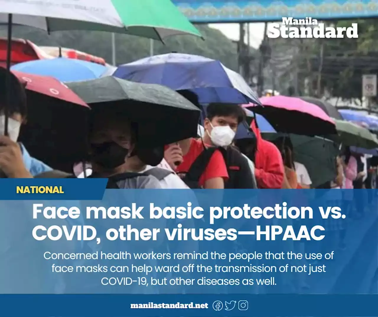 Face mask basic protection vs. COVID, other viruses—HPAAC