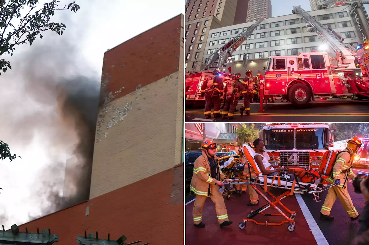 3 firefighters, 2 civilians hurt in blaze at NYC hotel being used as homeless shelter