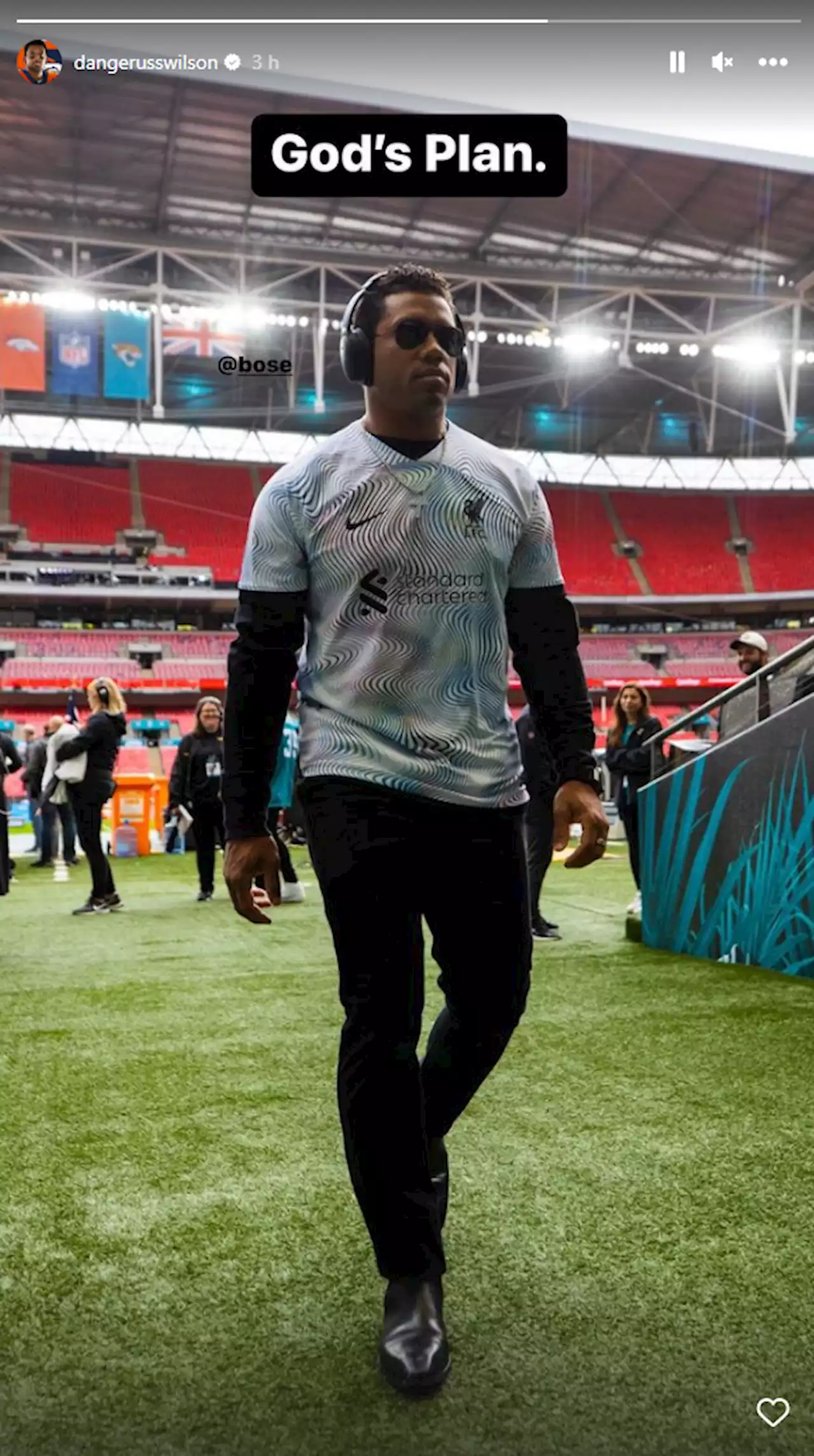 NFL star Wilson turns up to Wembley in personalised Liverpool boots and shirt