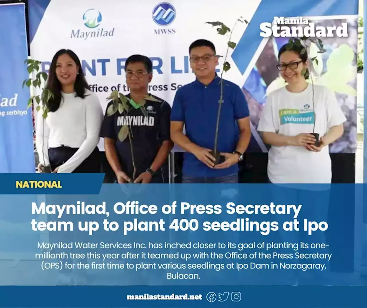 Maynilad, Office of Press Secretary team up to plant 400 seedlings at Ipo