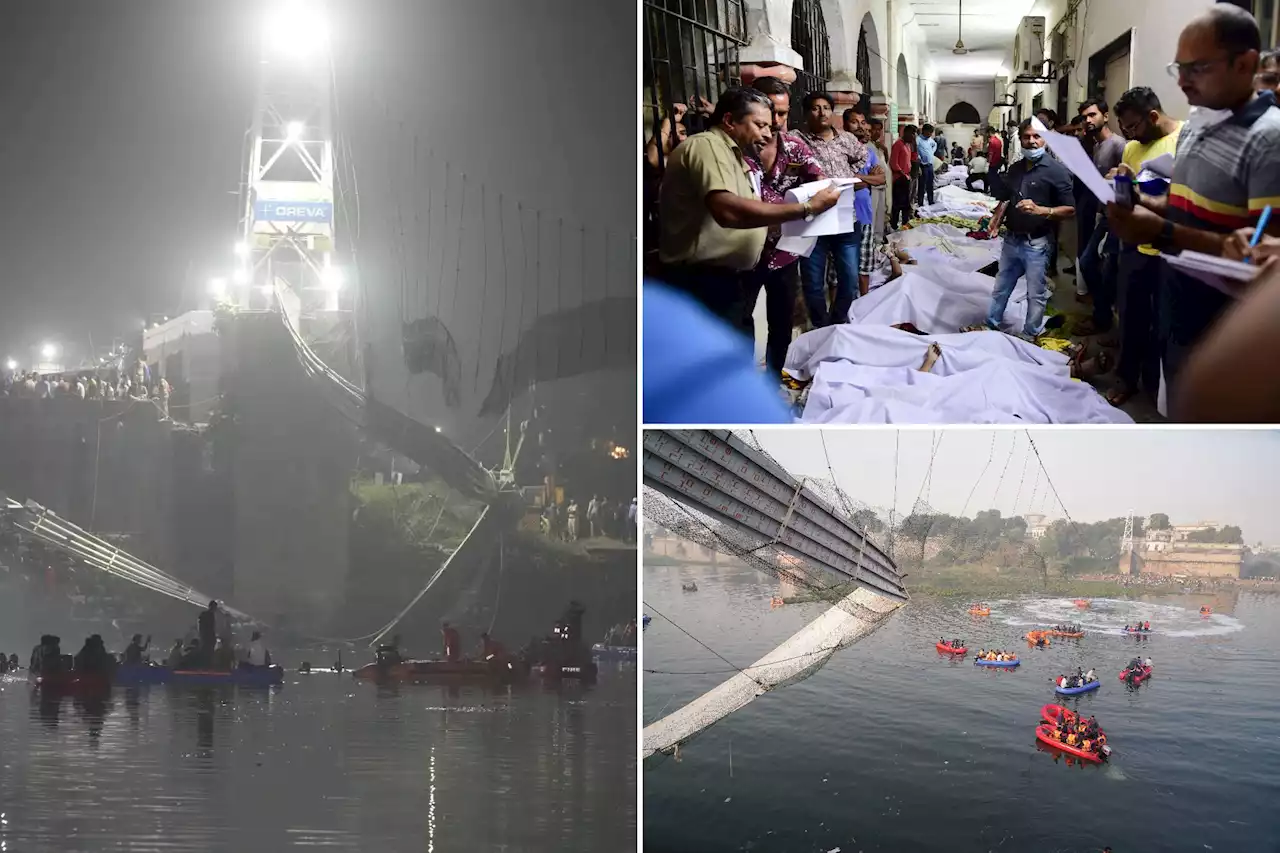 Suspension bridge collapse kills at least 132 in India