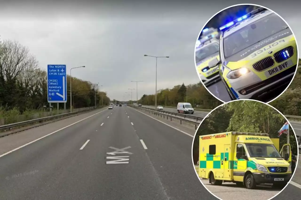 Audi crash on M1 leaves person trapped and injured