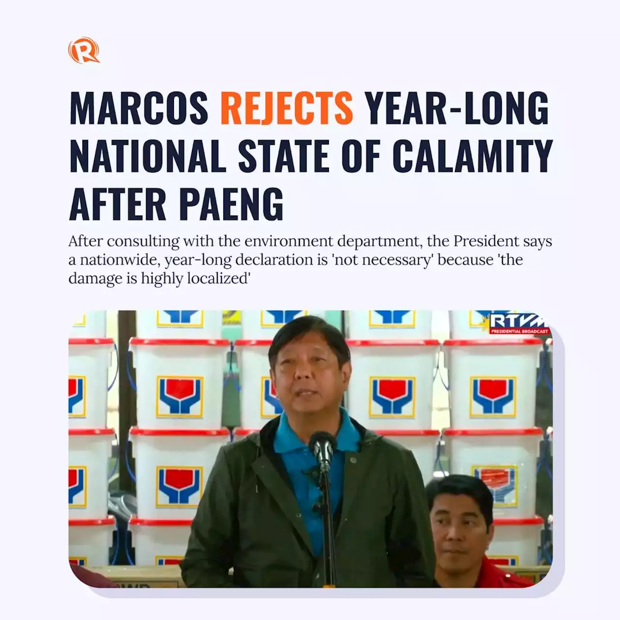 Marcos rejects year-long national state of calamity after Paeng