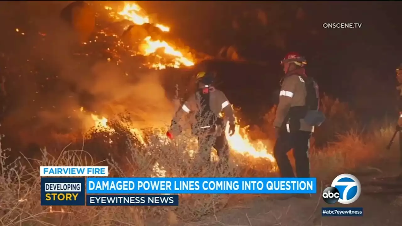 Southern California Edison says investigators found damaged power lines near Fairview Fire burn area