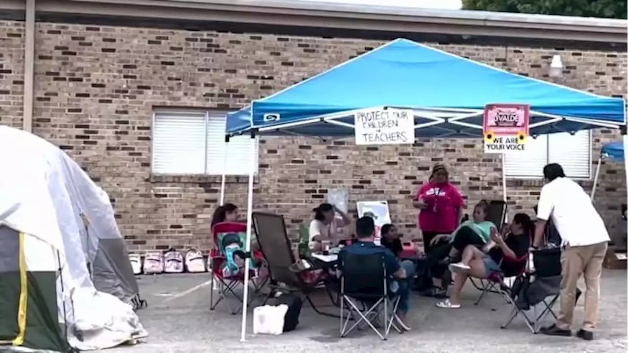 Uvalde parents remain steadfast in their protest for accountability outside of the district’s central office