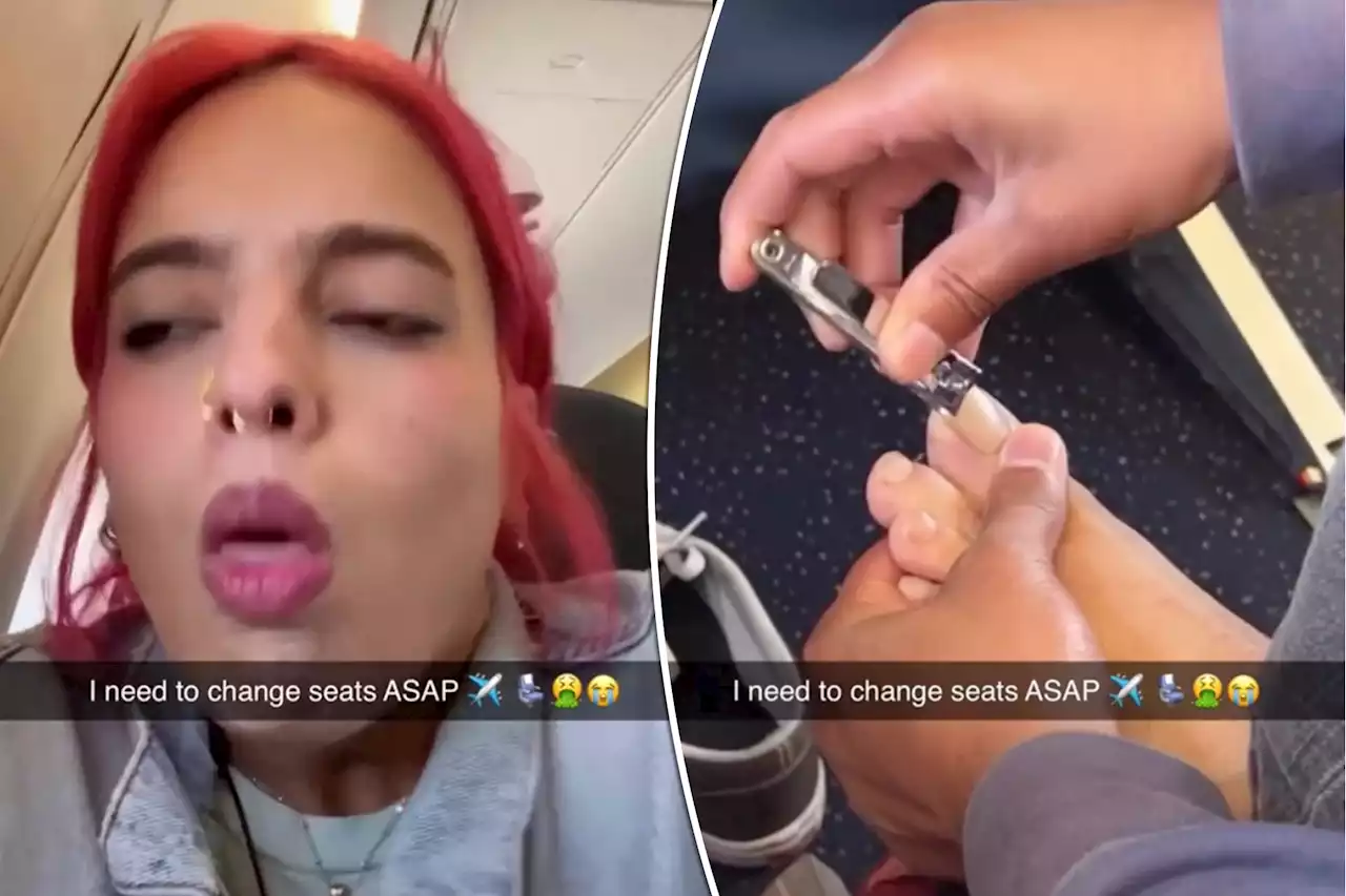 Worst air passenger ever clips his toenails in video posted by horrified TikTok user