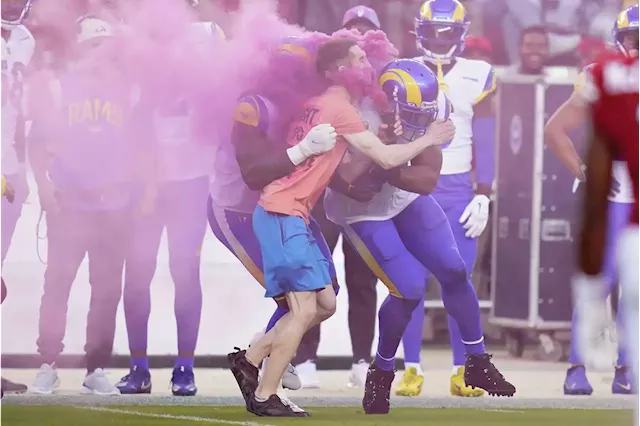 Protester from notorious group bloodied by Rams LB after running on field