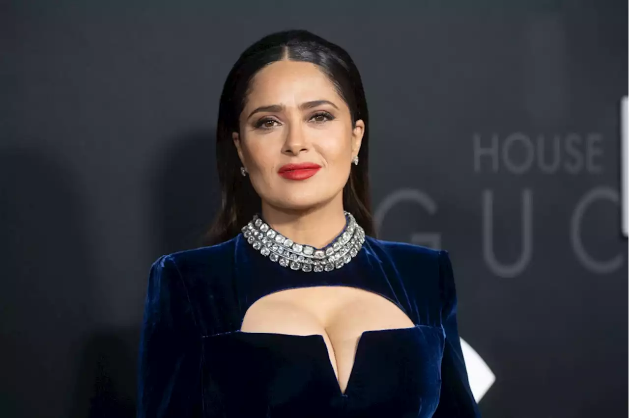 Salma Hayek Showed Off Every Stunning Curve in a Totally Sheer Top and Black Bra