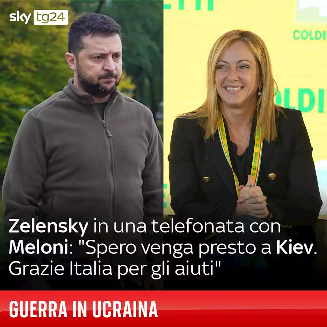 Ucraina, Zelensky a Meloni: 'Spero venga presto a Kiev'