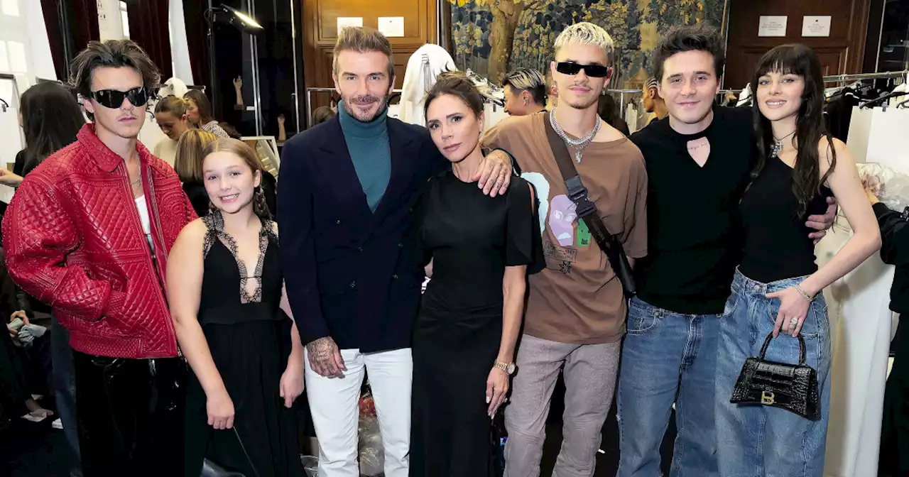 Victoria Beckham joined by husband David and all of their kids at Paris fashion show