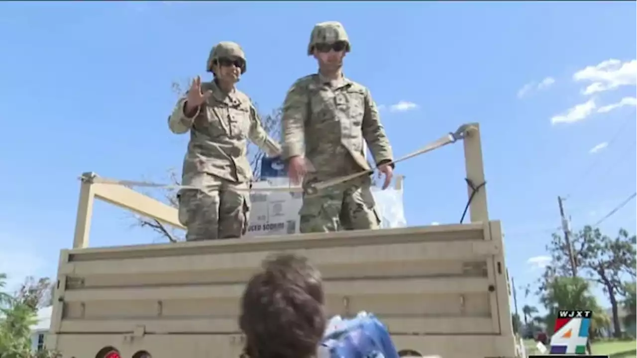 Thousands of members of the Army National Guard deliver supplies to Hurricane Ian survivors