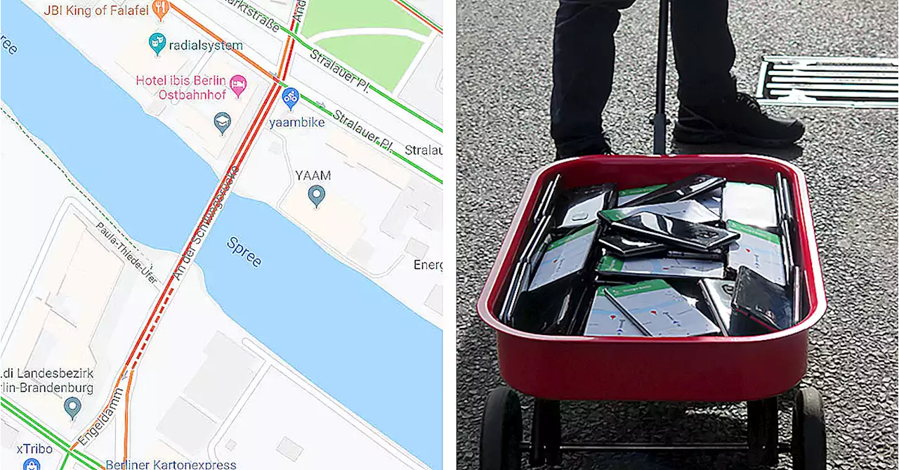 Man Uses 99 Phones and a Handcart to Create a 'Virtual Traffic Jam' on Google Maps