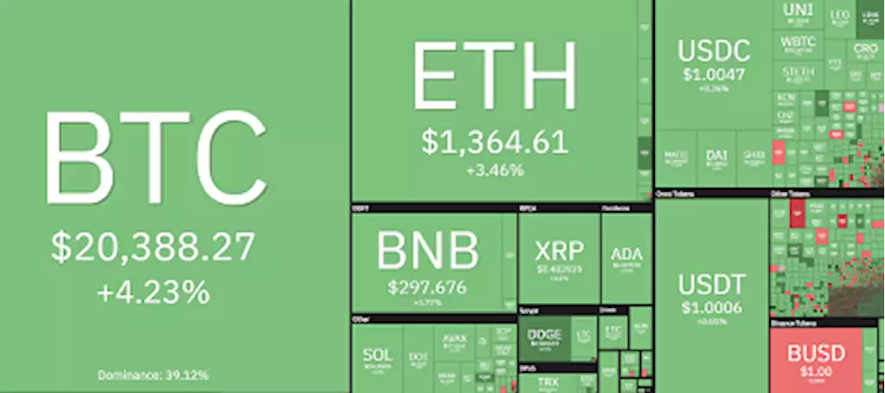 Bitcoin reclaims support at $20,300 as global financial markets rise