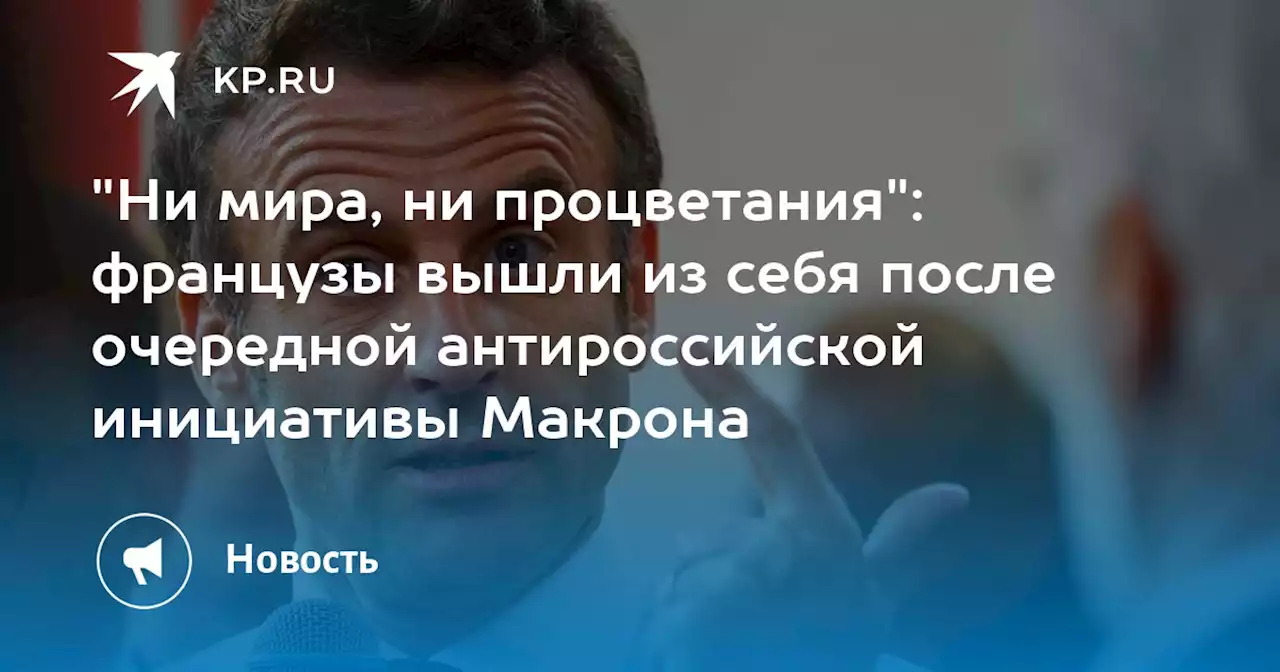 'Ни мира, ни процветания': французы вышли из себя после очередной антироссийской инициативы Макрона
