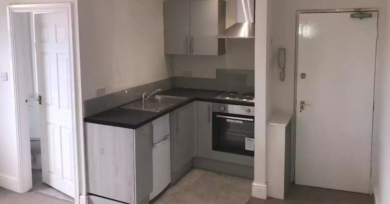 Tiny rental flat costs £420 a month to sleep inches away from kitchen