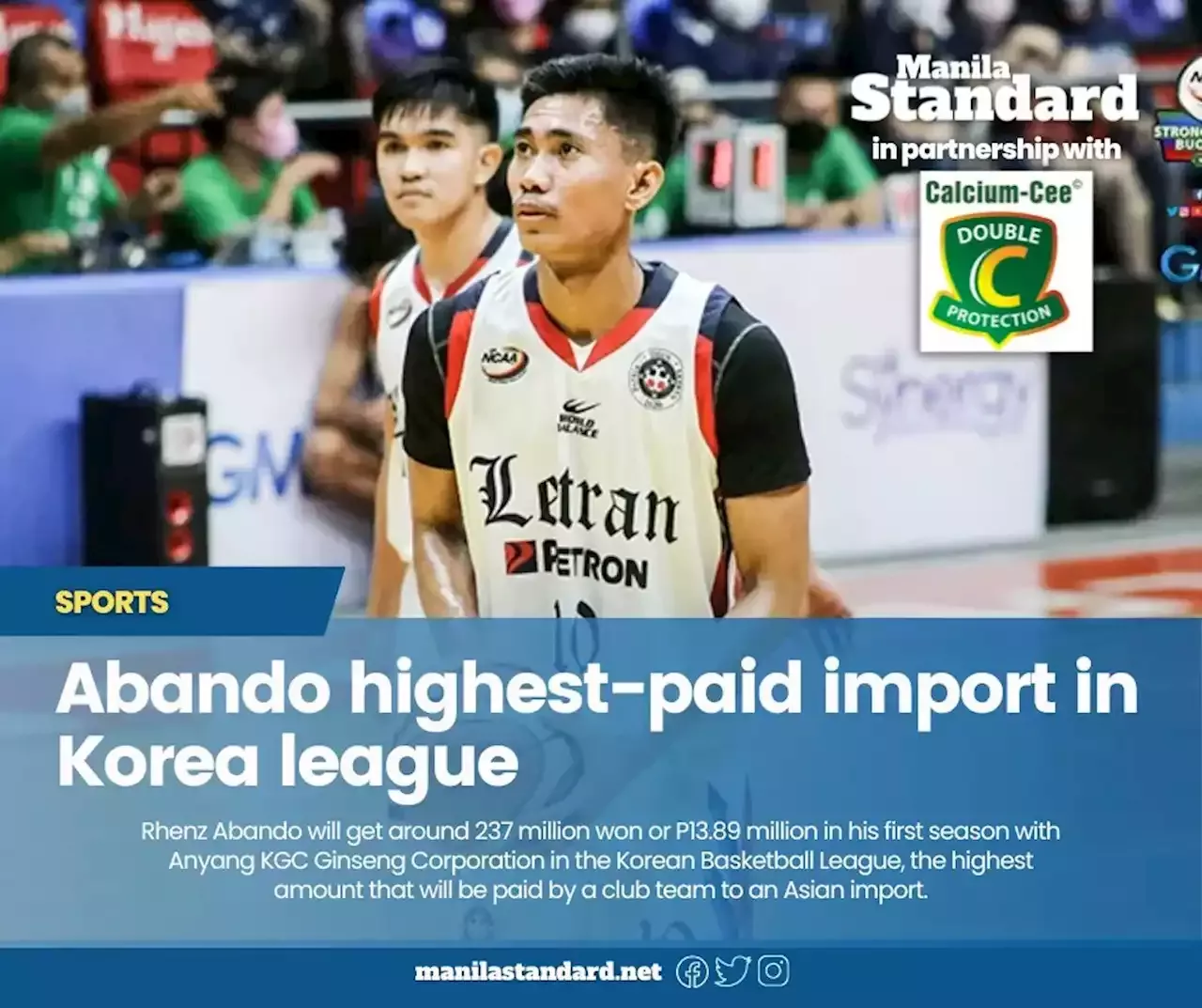 Abando highest-paid import in Korea - Basketball Nation PH