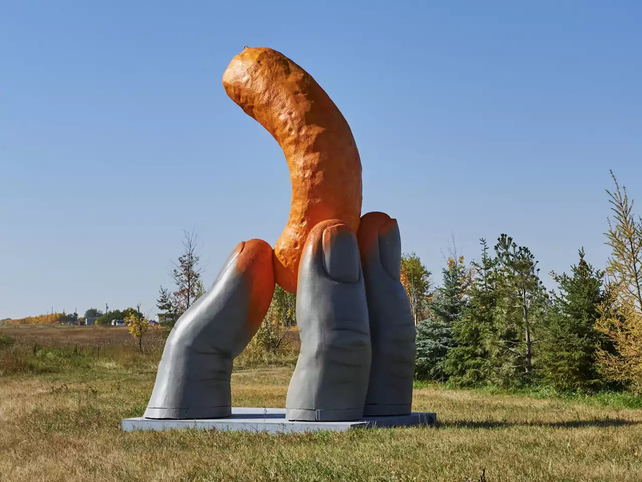 Giant Cheeto statue appears in rural Alberta — the province known for its roadside attractions