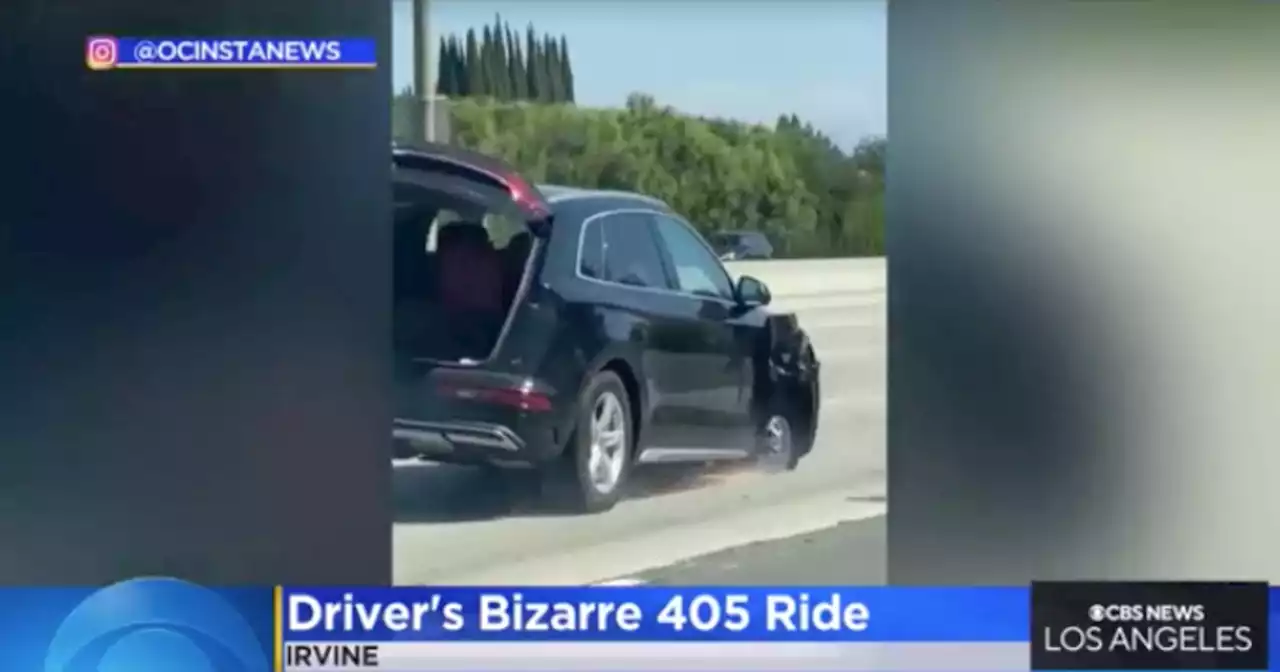 Wild video shows woman unknowingly driving down 405 Freeway without front tire