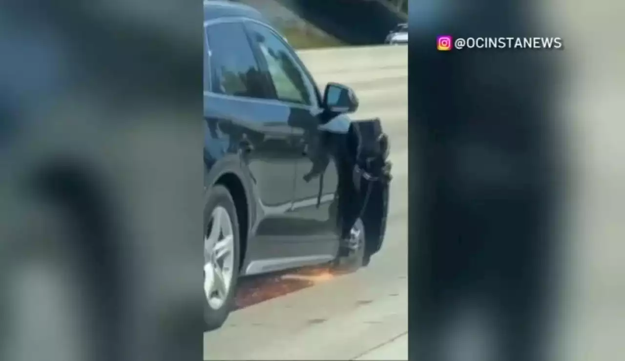 Watch: Sparks Fly From SUV With Just Three Tires on 405 Freeway in Orange County