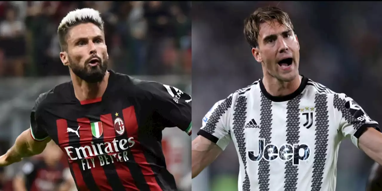 Milan-Juve, duello Giroud-Vlahovic: 9 a confronto