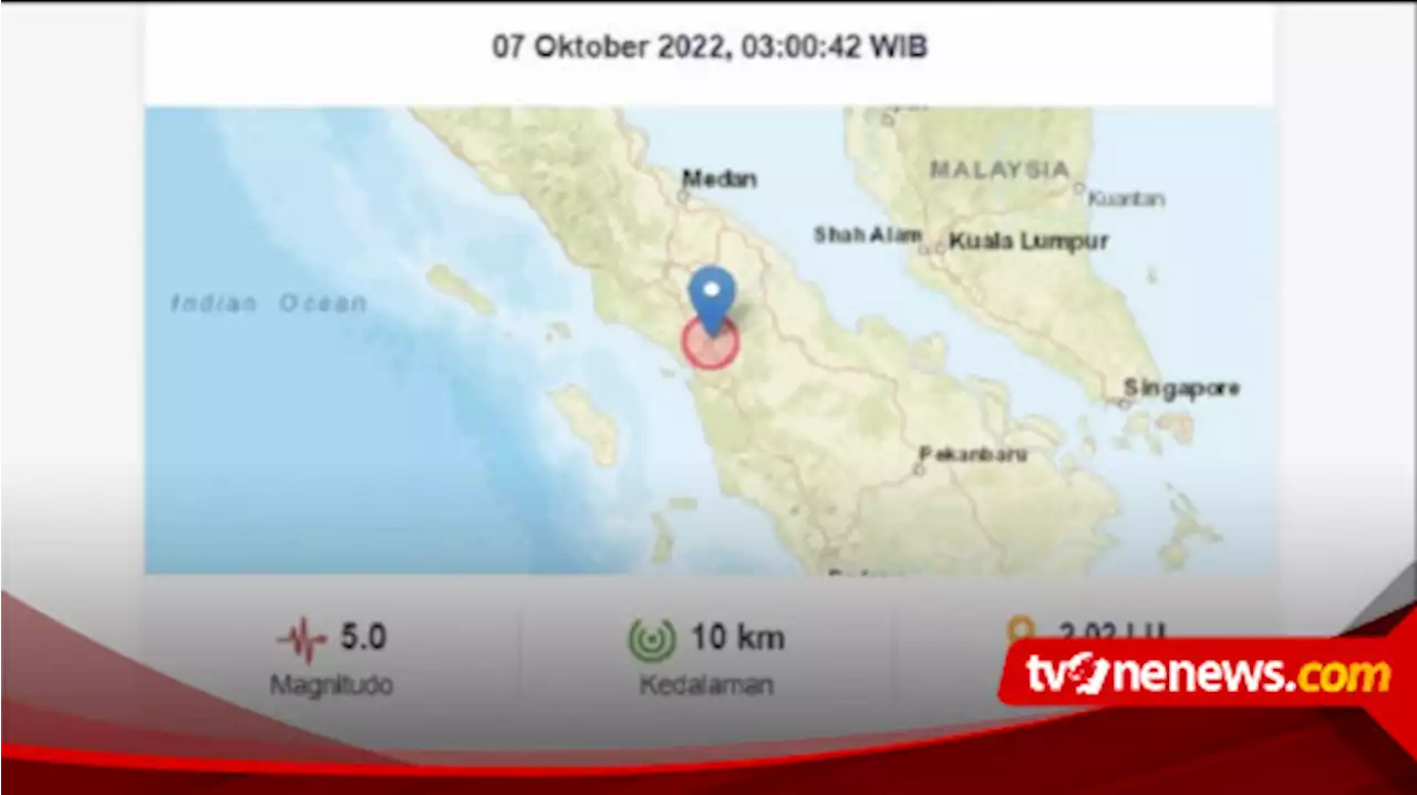 Baru Saja Terjadi Gempa Berkekuatan Magnitude 5.0 Kembali Guncang Tapanuli Utara