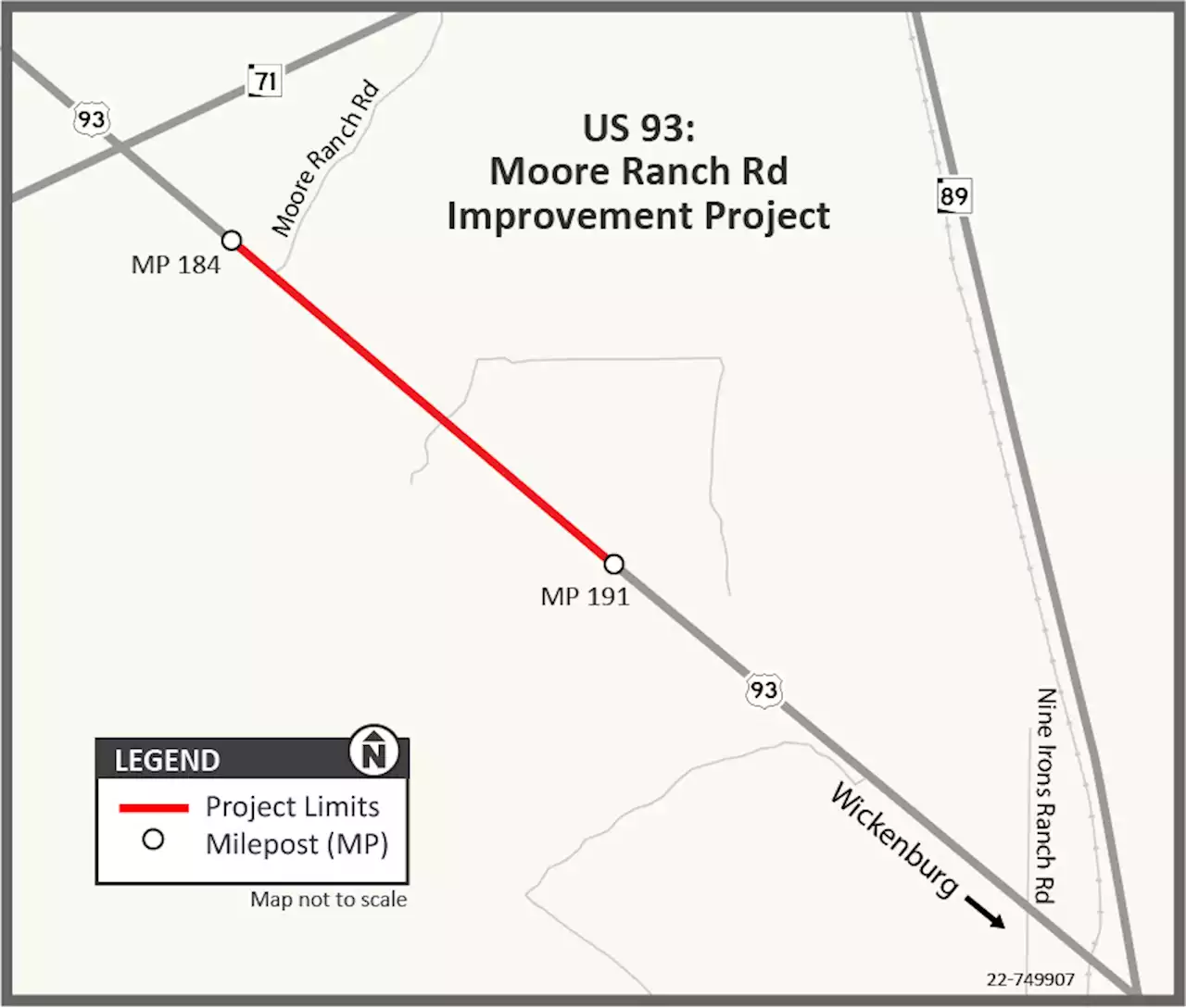 Expect delays for paving on US 93 north of Wickenburg near Moore Ranch Road through the fall