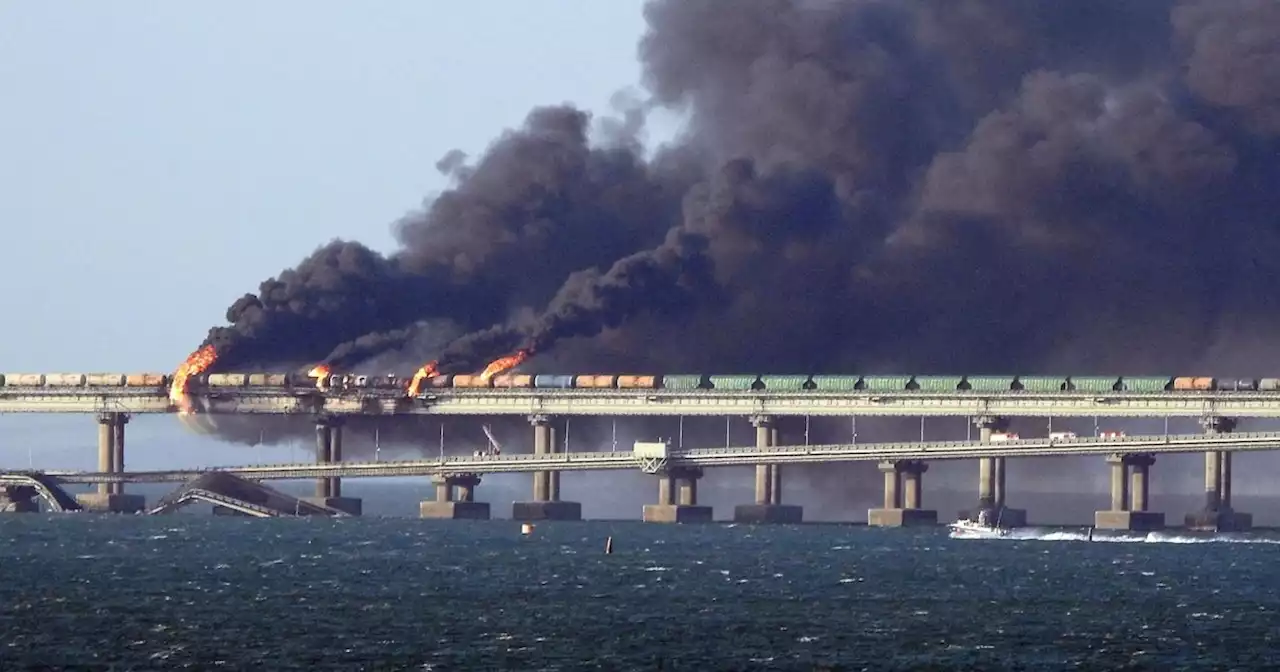 Huge explosion destroys part of bridge linking Russia and Crimea